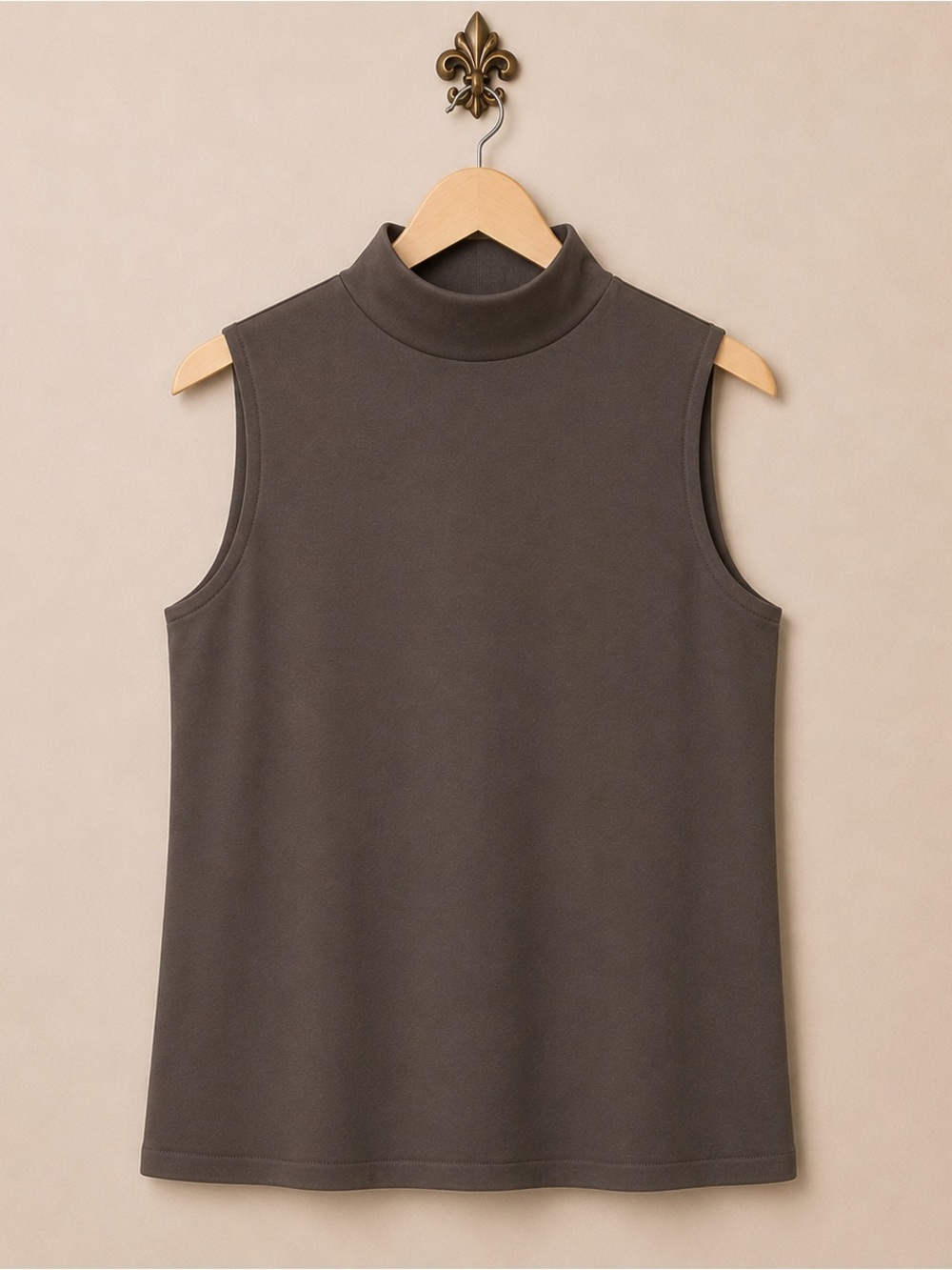 Ellen Tracy Taupe Brown top with Back Zip 12